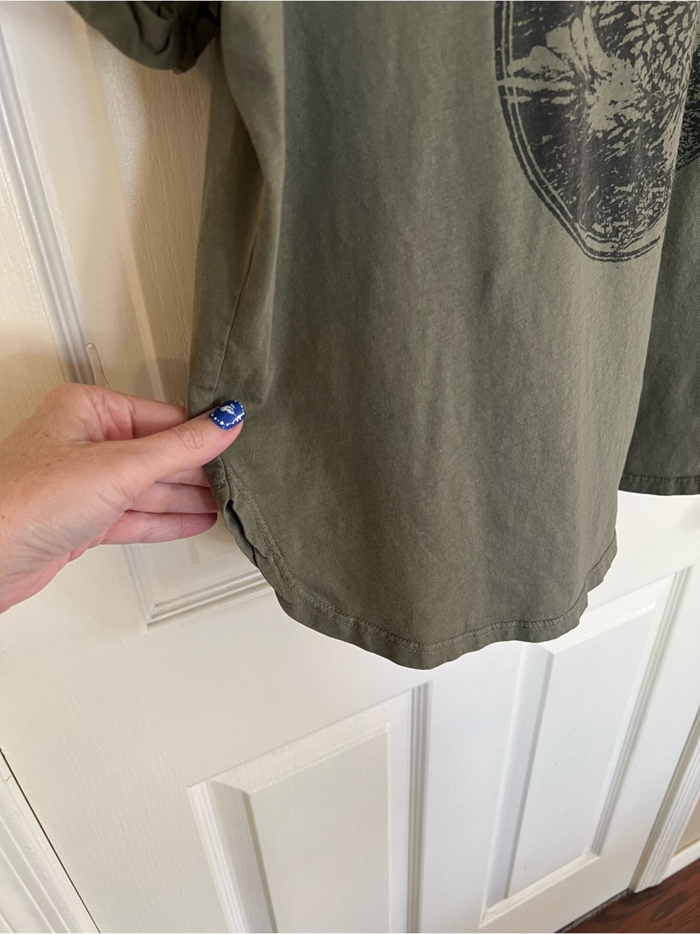 Anthropologie Sol Angeles Eagle Graphic Tee Olive Green Cotton Rolled Sleeve L - Picture 5 of 9